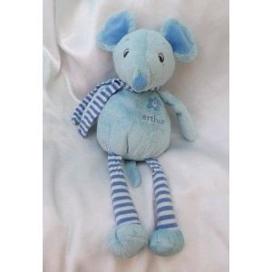 Doudou Peluche Souris Bleu Echarpe Rayures Blanc Arthur Et Lola B&eacute;bisol - Occasion