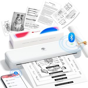 CHECARZHN--NO1-M834 Imprimante Thermique A4, Imprimante Portable Sans Encre, Connexion Smartphone Via Bluetooth, Supporte Le Papier Thermique A4 (210X297Mm), 80Mm, Mini Scanner Imprimante, 300Dpi - Occasion