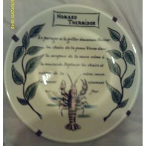 Vintage - Assiette A Poisson - " Gien " - D&eacute;corative - Avec Recette " Homard Thermidor - Occasion
