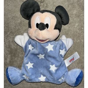Doudou marionnette Mickey Mouse Disney Baby bleu &eacute;toiles phosphorescentes brillent dans la nuit jouet peluche b&eacute;b&eacute; fluo - Occasion