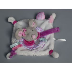 Doudou Souris Plat Blanc Rose Attache Tétine Doudou Et Compagnie - Occasion