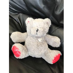 DOUDOU OURS GRIS ROUGE BEAUTY SUCCESS NOEL 2014 20CM - Occasion