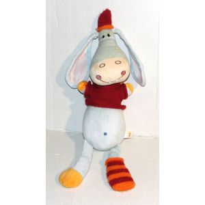 doudou ane &eacute;veil et jeux l&eacute;opold bleu pull rouge chaussette ray&eacute;e peluche &eacute;veil & jeux - Occasion
