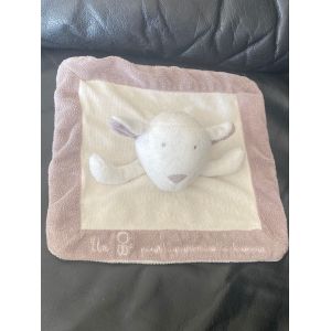 Doudou Mouton Plat Blanc et Gris Pour T Apprendre la Douceur Obaïbi Okaïdi 22*22cm - Occasion