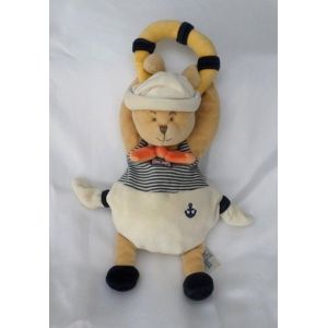 Doudou Peluche Musical Ours Marin Et Bou&eacute;e Jaune Rayures Bleu Marine Doudou Et Compagnie - Occasion