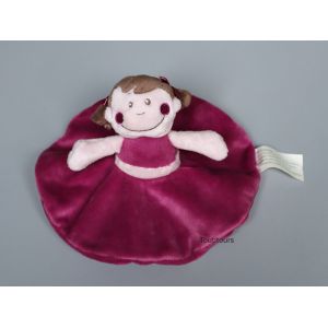 Doudou poup&eacute;e plat rond violet Kimbaloo - Occasion