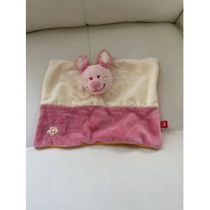 Doudou Peluche Lapin Rose Tex Baby Fleur Brodée - Occasion