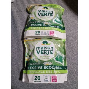 Lot de 2 lessive capsule maison verte fra&icirc;cheur d'&eacute;t&eacute; 2x20 lavages - Occasion
