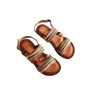 Sandales Lovely Skull Pointure 32 Cuir Lanières Multicolores Avec Déco - Occasion