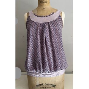 Débardeur Femme Grossesse Taille : 38 Marque : Ligne Maternité Couleur : Violet Et Mauve Largeur : 46cm, Hauteur 60 Cm, Matière : 5% Elasthan,95% Viscose - Occasion