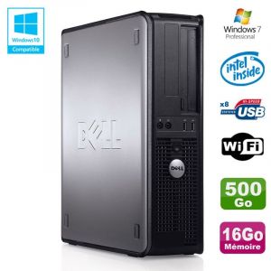 PC DELL Optiplex 780 DT Intel E5200 2,5Ghz 16Go Disque 500Go WIFI Win 7 Pro - Occasion