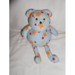 Vert Baudet Doudou Peluche Tissu Ours Boule Gros Ventre Bleu Gris Etoilesrouge Orange Jaune Vertbaudet Sadas - Occasion