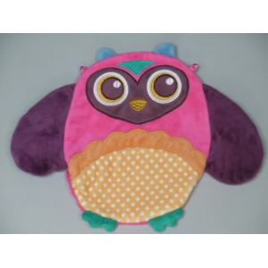 Doudou chouette plat Oops hibou violet rose jaune - Occasion