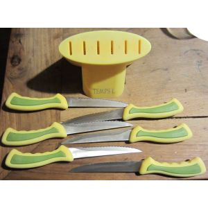 6 Couteaux &Agrave; Steak Inox Lame 12 Cm Avec Pr&eacute;sentoir - Occasion