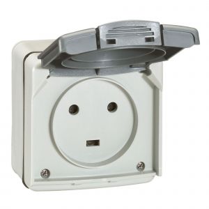 Prise Étanche 2P&#43;T 20A Plexo Complet IP55 saillie gris - LEGRAND - 091655 - Occasion