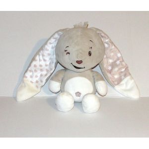 Doudou Lapin Clin D'oeil Auchan Peluche Lapin Beige Blanc 30 Cm - Occasion