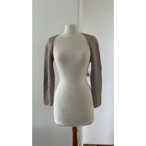 Boléro Gilet Court H&m À Cotes Manches Longues Beige Gris Marron / Short Bolero Vest With Long Sleeves Beige Grey Brown Tres Matildadjerf - Occasion