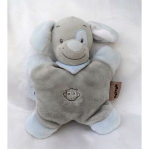 Doudou Peluche Semi Plat Chien Sam Et Toby Gris Cocard Bleu Chouette Grelot Nattou - Occasion