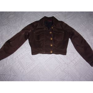 Blouson Kristina Popovitch Marron Boutons Dorés Chic 38 Tbe - Occasion