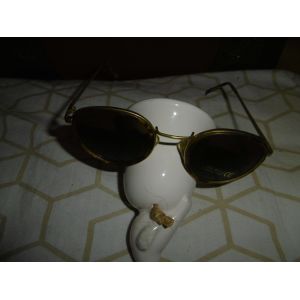 Lunette De Soleil Monture Métal Doré Et Marron Taille Unique Verres Ronds Fumé Protection Uv 400 Ce Farbel 1314 - Occasion