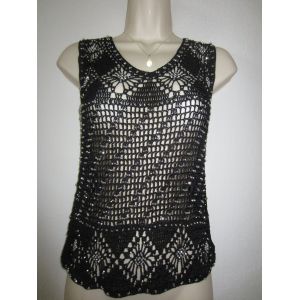 Top Noir En R&eacute;sille Perl&eacute;e T 38 - Occasion