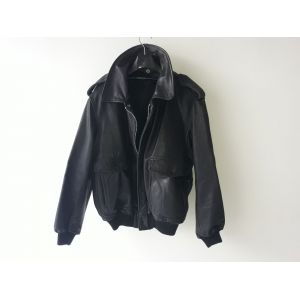 Cuir Epais Noir Blouson Taille Xl Noir Style Bombardier Aviateur Rock Biker Veste Peau Jacket Homme Type Motard - Occasion