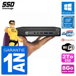 Ultra Mini PC HP 800 G2 DM Intel Pentium G4400T RAM 8Go SSD 2To Windows 10 Wifi - Occasion
