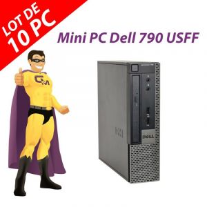 Lot x10 Ultra Mini PC Dell Optiplex 790 USFF G640 RAM 4Go 250Go Windows 10 Wifi - Occasion