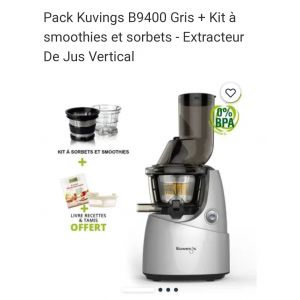 Pack Kuvings B9400 extracteur de jus + sorbets et smoothies - Gris - Occasion