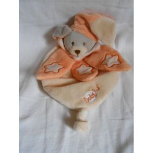 Doudou Plat Ours Orange Avec Étoile Luminescent Brille Dans La Nuit Phosphorescent Baby Nat Babynat Noeud Bonnet - Occasion