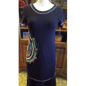 Robe Tunique Mc Rene Derhy T.38 Noire Spirales - Occasion
