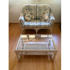 Canapé &#43; Fauteuil Et Table Basse En Osier - Occasion