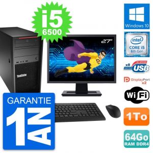 PC Tour Lenovo P320 Ecran 27" Intel i5-6500 RAM 64Go Disque 1To Windows 10 Wifi - Occasion