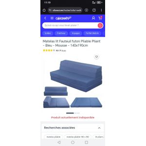 Chauffeuse Canapé Lit Futon Neuve Couleur Bleu 140x190 Cm - Occasion
