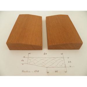 Paire de Sabots, Socles en SipoAcajou Niangon de 140x80x24xà14mm pour habillade Bati,Huisserie Plinthe Stylobathe Chambranle - Occasion