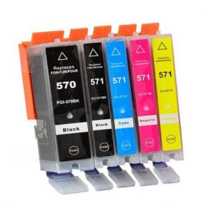 Bureaudeals - Premium Pack de 5 cartouches d'encre Compatibles Canon Noir et Couleurs PGI570 CLI571 XL Haute Capacité Haute Qualité d'impression pour Pixma MG 7751 - Occasion