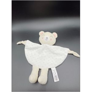 Doudou Ours Plat - Tom Et Kiddy - Beige Et Blanc &Eacute;toile - Occasion
