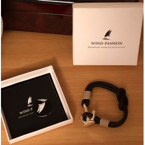 Wind Passion Bracelet Ancre Marron Acier Inoxydable Tressé Corde Pour Homme Et Femme, Taille Medium - Occasion