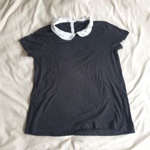 T-Shirt Noir À Pois Blanc, Marque Monoprix, Taille 1, En Très Bon État - Occasion