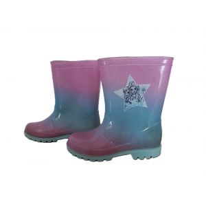 Bottes De Pluie Rose Et Bleu A Paillettes. La Reine Des Neiges. Anna Et Elsa. Pointure 27 - Occasion