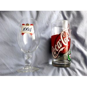 Lot De 6 Grands Verres : 2 Coca Cola + 4 Verres De Biere 1664 - Occasion