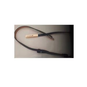 Cuir Noir Ceinture Coulissante Dame Boucle Clip Or Dorée Design Fine Peau Reglable Picot Style Habillé Accessoire Mode Tenue Garde.Robe Souligne Taille Marque Chic Élégant Allure Raffinée - Occasion
