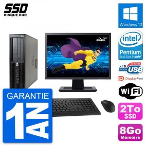 PC HP Z210 SFF Ecran 22" Intel Pentium G630 RAM 8Go SSD 2To Windows 10 Wifi - Occasion