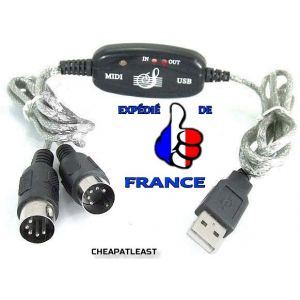 Cable Adaptateur Interface - convertisseur Usb / Midi In - Midi Out pour clavier / Piano vers Mac ou Pc - Occasion