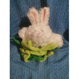 Doudou Peluche Lapin Blanc Chou Vert Cmp Marionnette - Occasion