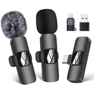 Micro Cravate sans fil pour iPhone/Téléphone Android/Ordinateur Portable, Microphone à revers USB C pour enregistrement vidéo - Occasion