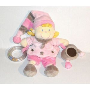 Doudou Lutin Poup&eacute;e Fille Rose Etoiles Activites Nicotoy - Occasion