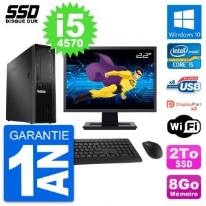 PC Lenovo P300 SFF Ecran 22" Intel Core i5-4570 RAM 8Go SSD 2To Windows 10 Wifi - Occasion
