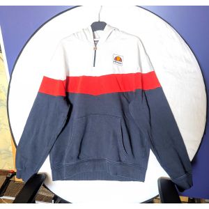 Sweat Ellesse Bleu Marine Bas Rouge Blanc Haut Capuche Double Poches Devant V&ecirc;tement Tendance Mode Hommes - Occasion