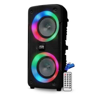 Enceinte Sonorisation Autonome sur batterie à LED - Pickering PANTHER P26 - 300W, Bluetooth USB SD, +Clé 32G - Occasion